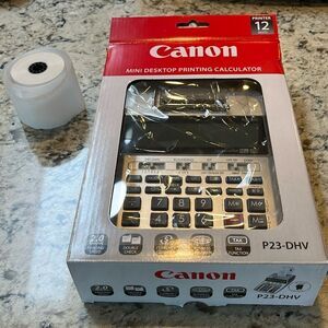 Canon Mini Desktop Printing Calculator Model P23-DHV prints 12v or batteries